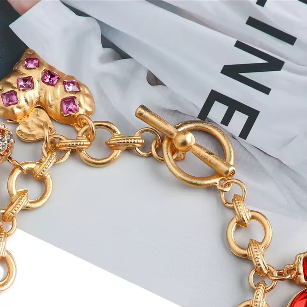 Gold Bracelet with Multicolor Charms - Picture 6 of 7